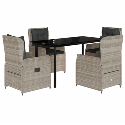  5-dijelni vrtni blagovaonski set od poliratana s jastucima sivi Siva 140 x 70 x 74 cm Slike