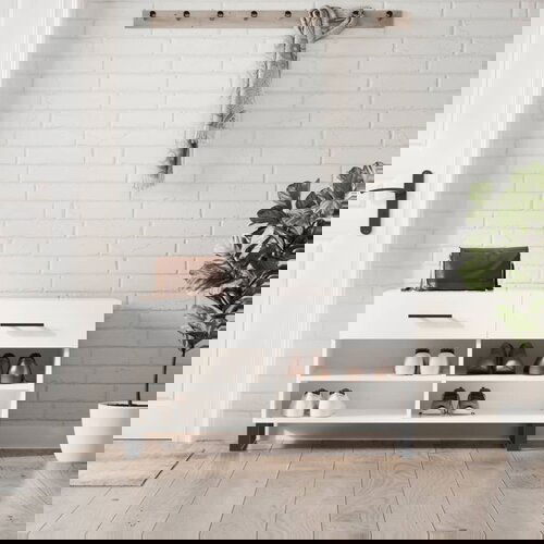 VidaXL Klupa za cipele sjajna bijela 102x35x55 cm konstruirano drvo Slike