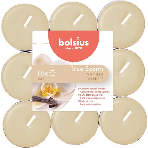 Bolsius Dišeče čajne lučke True Scents 4h (18 kosov) - vanilija Cene