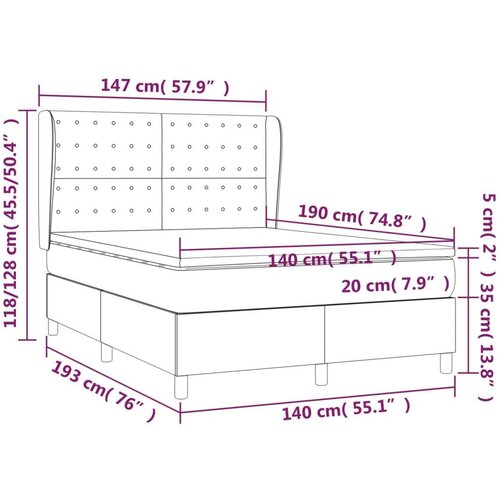  Krevet s oprugama i madracem crni 140 x 190 cm od tkanine Slike