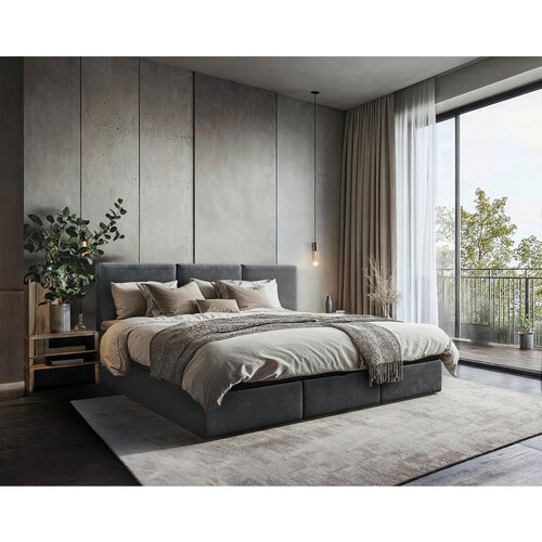 MID.YOU DRUŽINSKA POSTELJA 270 cm x 200 cm , les, tekstil, leseni material antracit Cene