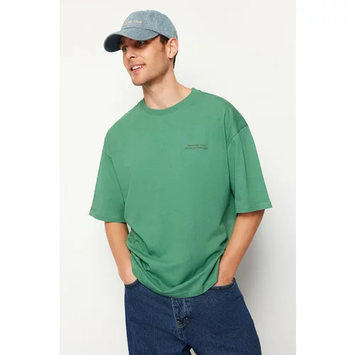 Trendyol Green Men's Oversize 100% Cotton Anime Printed T-Shirt