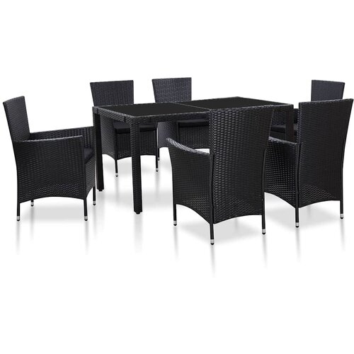  7-dijelni vrtni blagovaonski set od poliratana crni Crna Dužina stola 150 cm Cijene