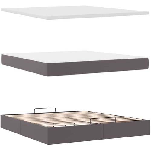 vidaXL Otomanski okvir kreveta s madracem sivi 180x200cm umjetna koža Cene