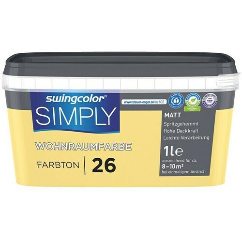 SWINGCOLOR Boja za zid Simply (Žuta br. 26, Mat, 1 l) Cijene