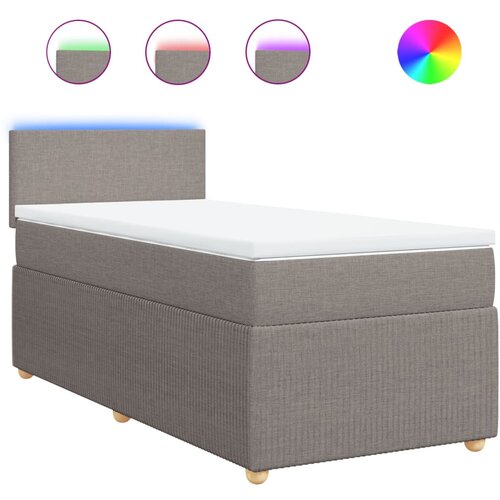VidaXL Krevet s oprugama i madracem smeđesivi 100 x 200 cm od tkanine Slike