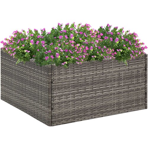 VidaXL Vrtna sadilica siva 80 x 80 x 40 cm od poliratana Slike
