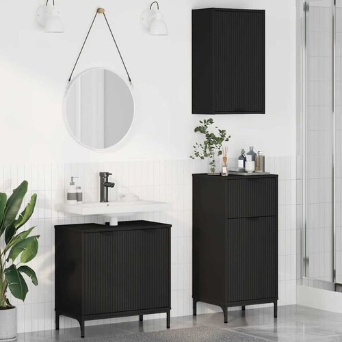  Set namje&scaron;taja za kupaonicu 3 kom. Crna 39 5 x 36 x 88 cm - Crna Cijene