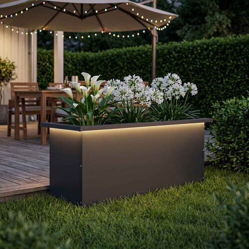  Vrtna posuda za sadnju s LED svjetlom Crna 30 x 80 x 30 cm Cene