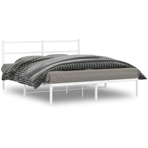VidaXL Metalni okvir za krevet s uzglavljem bijeli 150x200 cm Slike