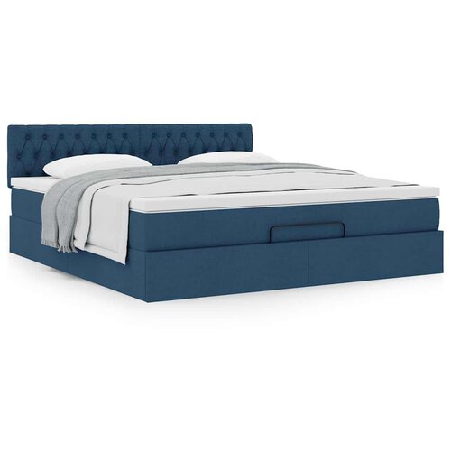 VidaXL Otomanski krevet s madracem plavi 160x200cm od tkanine Slike