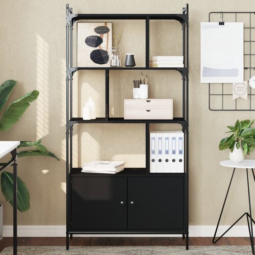 vidaXL Regal za knjige s vratima crni 76 5 x 30 x 154 5 cm drveni Cijene
