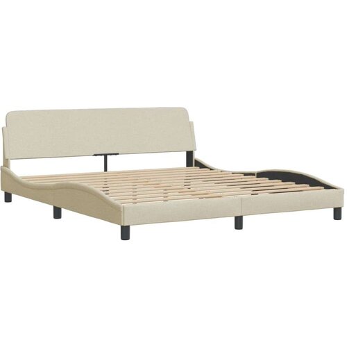 VidaXL Krevet s madracem krem 160x200 cm od tkanine Slike