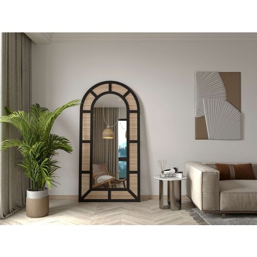 Hanah home podno ogledalo latice, 90 x 180 cm, crno Cene