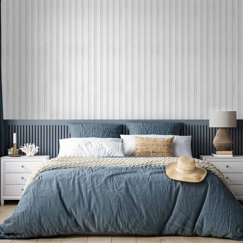 Tapeta - Wooden Texture - Symmetrical vertical lines on a white background. 50x1000 Premium Slike