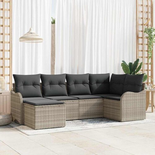  Sjedeća garnitura za vrt 6 kom. Svijetlo siva poliratan Svjetlosiva 232.5 x 122.5 x 69 cm Slike