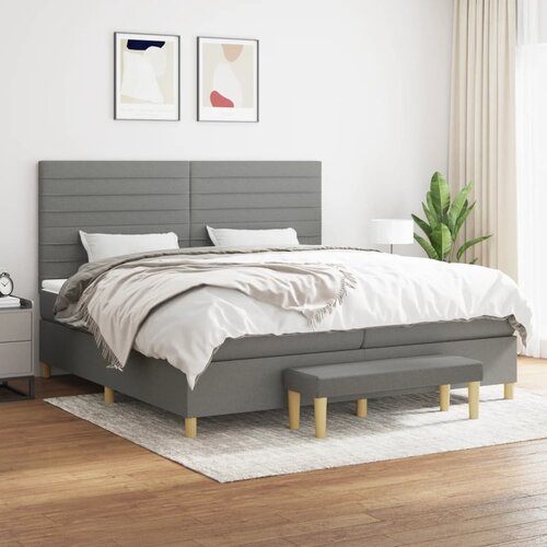 The Living Store Box spring postelja z vzmetnico temno siva 200x200 cm blago - Box Spring Postelja, (21518166) Cene
