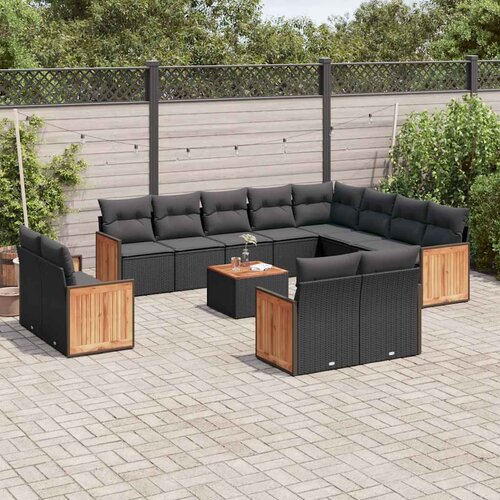  13-dijelni set vrtnih sofa s jastucima poliratan crni Cijene