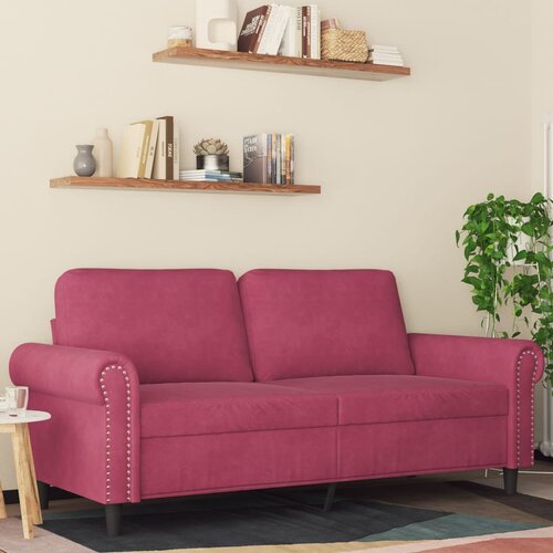  The Living Store Dvosed vinsko rdeč 140 cm žamet - Dvosed, (21446570) Slike
