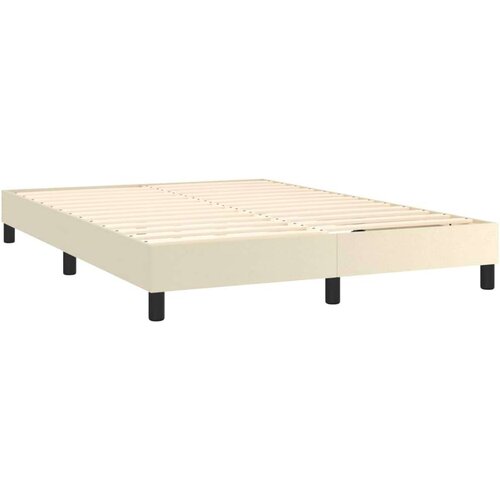  Boxspring - Krevet s oprugama i madracem krem 140x200 cm od umjetne kože - Krema 140 x 200 cm gumbi Slike