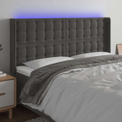  Uzglavlje tamnosivo 203 x 16 x 118/128 cm bar&amp;scaron;unasto Slike