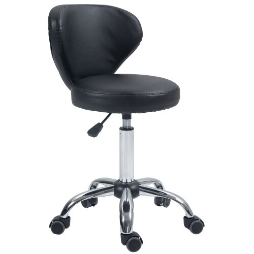 Nesta Masažni stolček na kolesih, 360&deg; vrtljiv delovni stolček, nastavljiva vi&scaron;ina sedeža 49&ndash;64 cm, ergonomsko naslonjalo, kromirana kovina, črno u, (5000493461) Cene