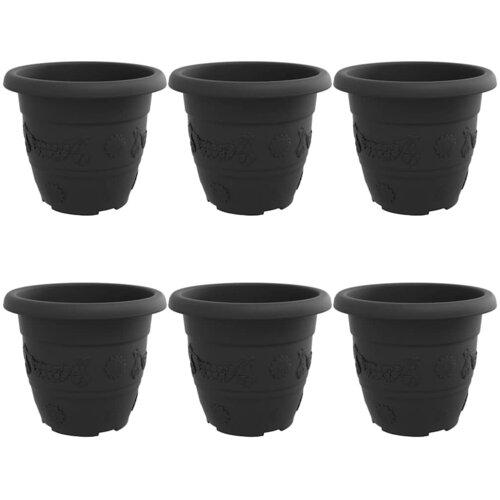  Okrugla saksija za cveće 6 pcs Crna &amp;Oslash; 30 x 25 cm Plastika Slike
