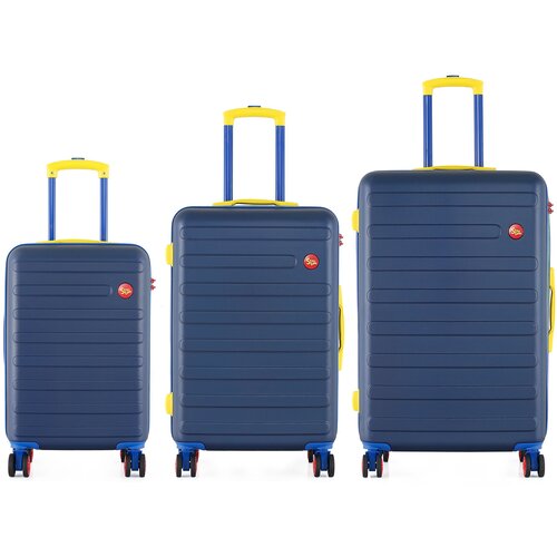 Semiline Unisex's 3-in-1 ABS Suitcases Set T5847-0 Navy Blue Slike