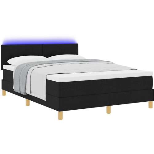 vidaXL škatlasta postelja z vzmetnico in LED Črna 140x200 cm Tkanina Cene