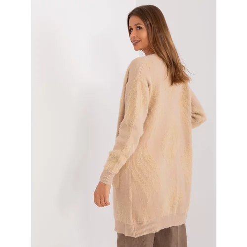 Fashion Hunters Beige patterned cardigan with pockets