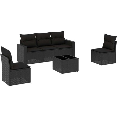  6-dijelni set vrtnih sofa s jastucima crni od poliratana Slike