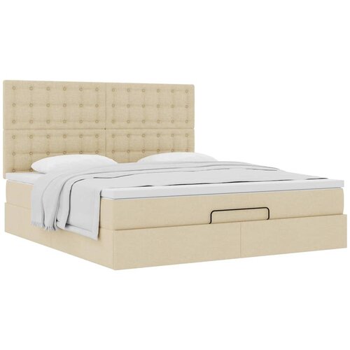  Otomanski krevet s madracem krem 180x200cm od tkanine Slike
