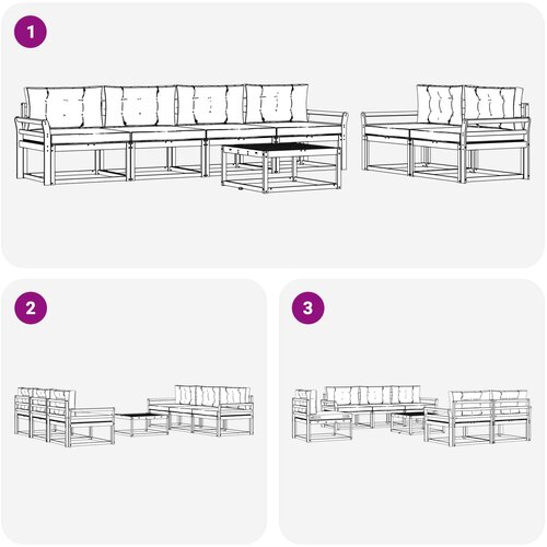  Set vanjskih sofa 6 kom. Bijela i krem Slike