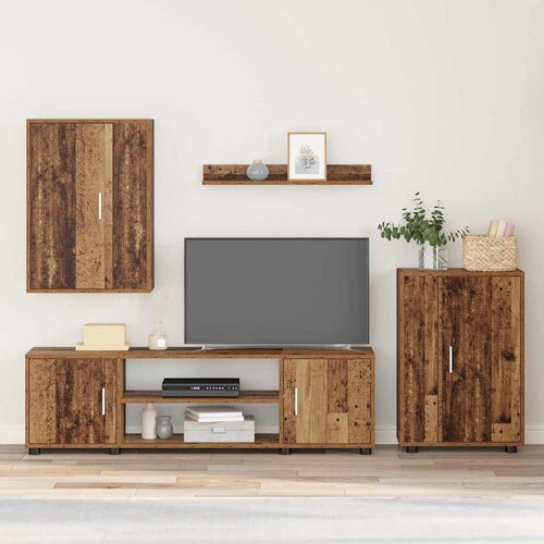 VidaXL Set TV ormarića od 4 dijela 4 pcs Staro drvo Konstruirano drvo Slike