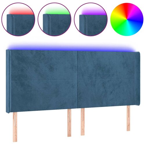 Maison Chic led posteljno vzglavje - vzglavna omarica - nočna omarica temno modro 203x16x118/128 cm žamet, (21710852) Slike