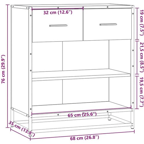 VidaXL komoda crna 68x35x76 cm konstruirano drvo Slike