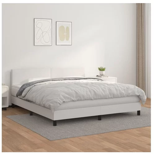  Box spring postelja z vzmetnico bela 180x200 cm umetno usnje