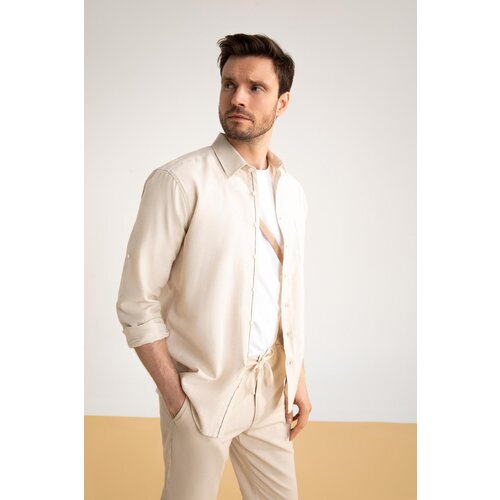 Defacto Modern Fit Linen Blend Long Sleeve Shirt Slike