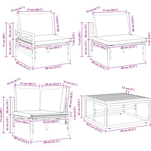 vidaXL Vrtna sedežna garnitura 9 pcs Antracitna Jeklo Cene
