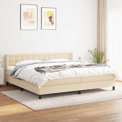  Krevet s oprugama i madracem krem 200 x 200 cm od tkanine Cene