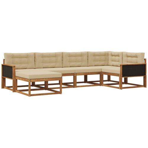 vidaXL Zunanja garnitura za sedenje z blazino 6 pcs Naravna in bež, (5000281091) Cene