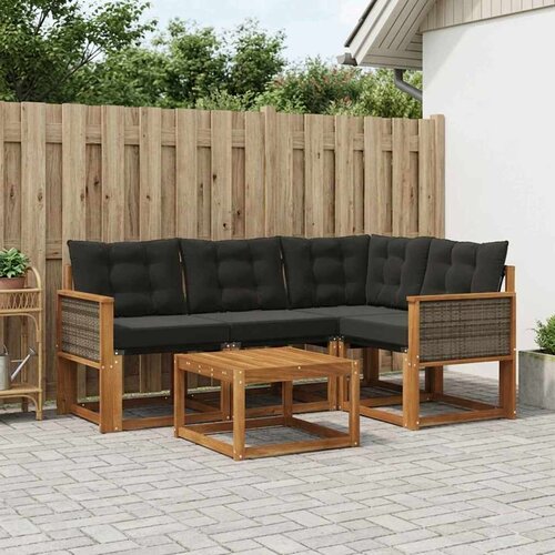  Set vanjskih sofa 5 kom. Prirodna i crna Cijene