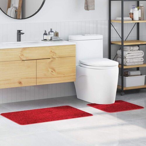  Set prostirki za kupatilo s protukliznom podlogom 2 pcs Crvena Slike