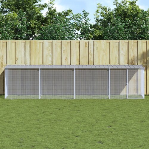VidaXL Kavez za koko&amp;scaron;i s krovom svjetlosivi 403x98x90 cm čelični Slike