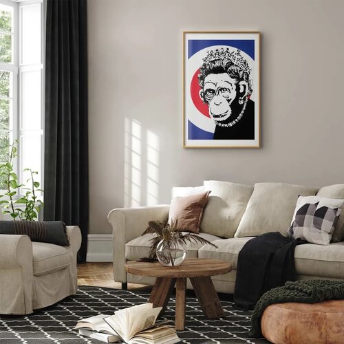  Plakat - Monkey Queen 60x90 Zlatni okvir s margom Slike