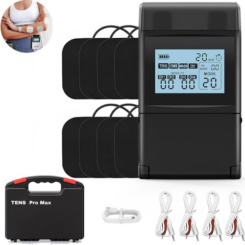 INF 60 načinov TENS EMS mi&scaron;ični stimulator z gumbom in 4 kanali v etuiju Black, (5000136688) Cene