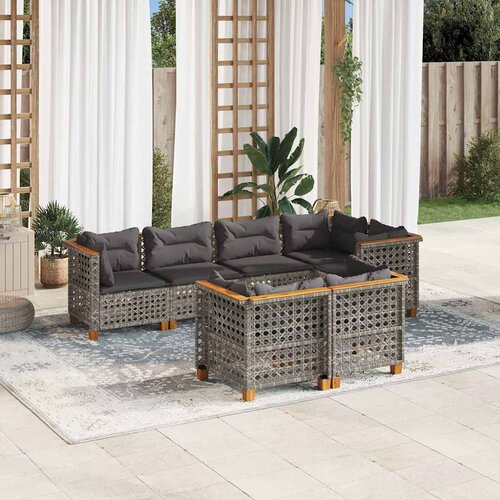  7-dijelni set vrtnih sofa sivi od poliratana Siva 63.5 x 63.5 x 62 cm Cijene