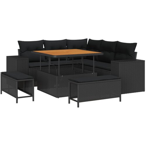  Sjedeća garnitura za vrt 8 kom. Crna poliratan 200 x 200 x 85 cm Slike