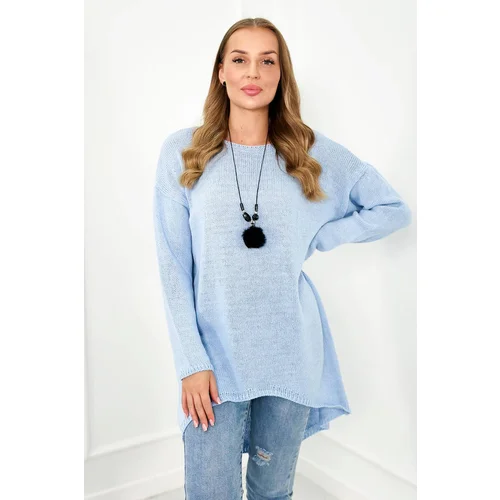 Kesi Blue sweater with necklace