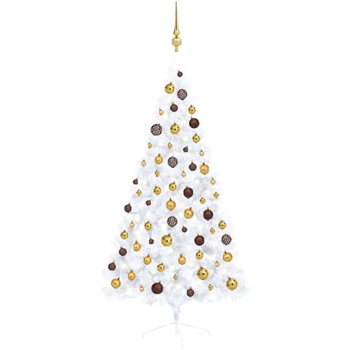 vidaXL umjetna polovica božićnog drvca LED s kuglicama bijela 150 cm